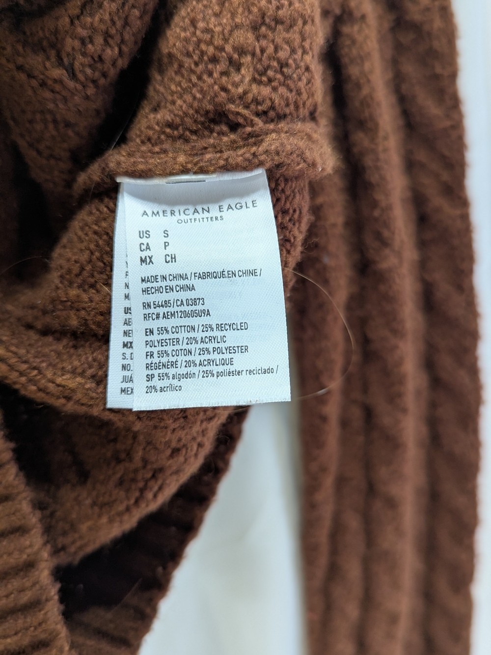 American Eagle Cozy Brown Cable-Knit Sweater & Cardigan Lot Size Small - Picture 9 of 9